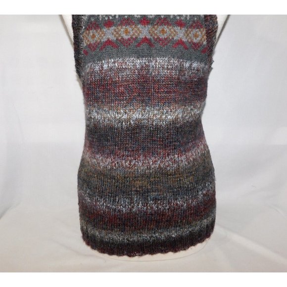 Woolrich Womens M Brown Gray Wool Blend Sweater Cardigan Vest Button Front - Picture 10 of 10